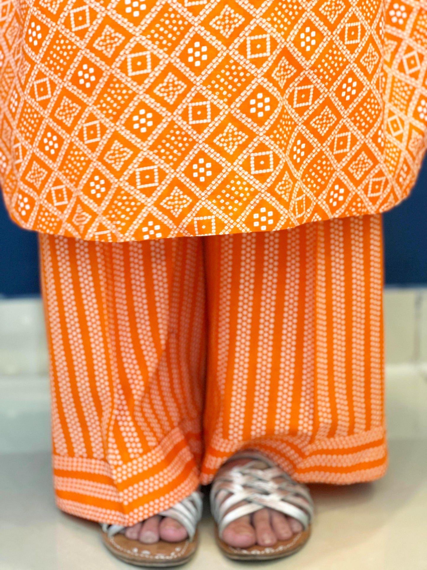 Orange Printed Lawn Trouser