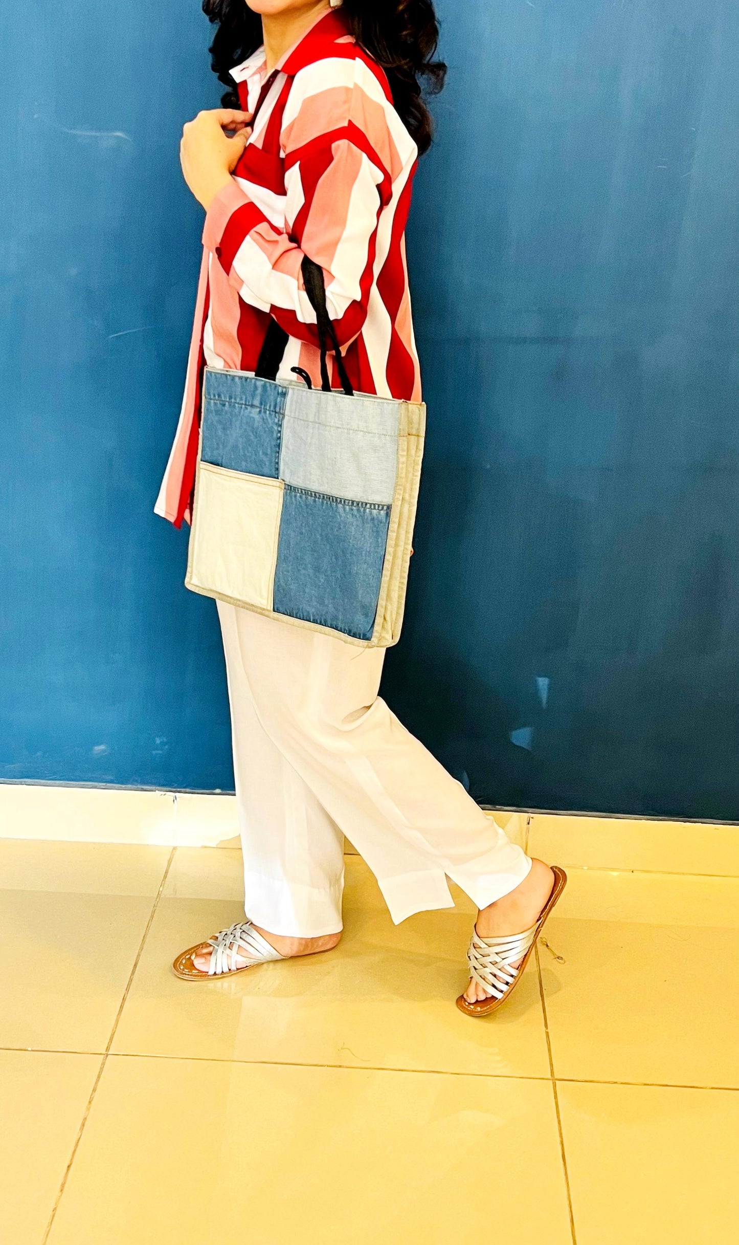 White Trousers with a Slit