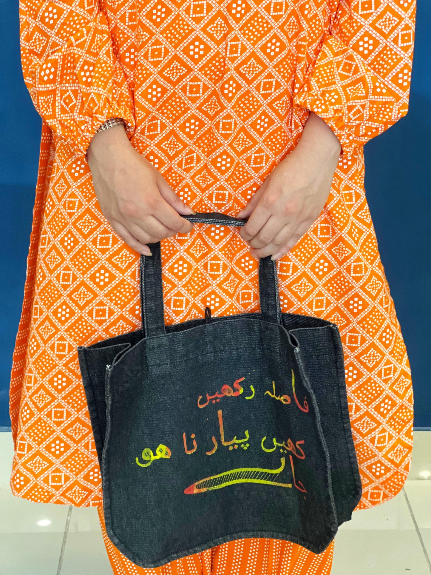 Orange Printed Lawn Shirt