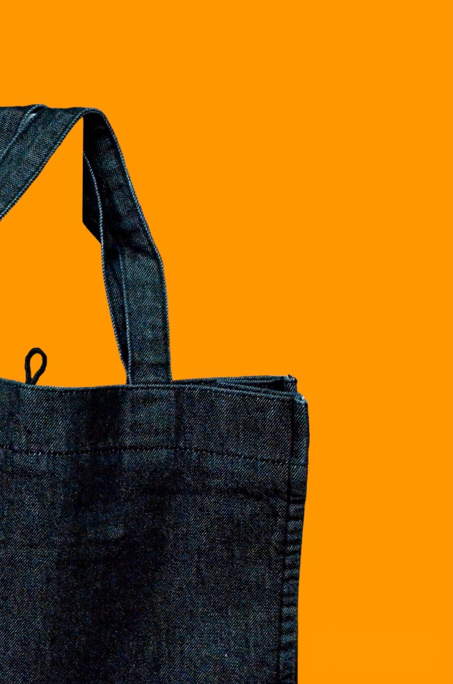 Plain Black Denim Tote Bag