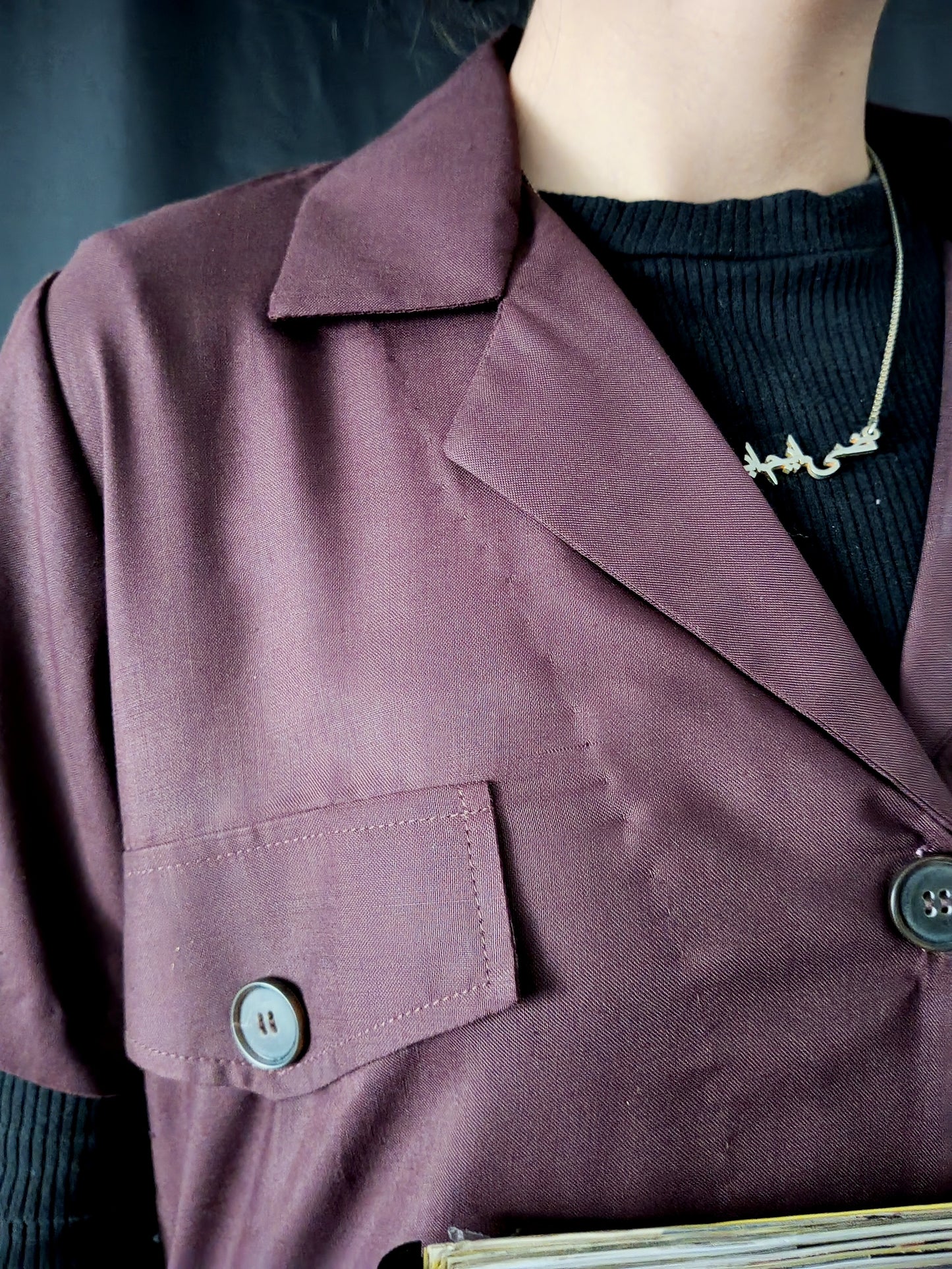 Maroon Two-Piece Duster Suit Set