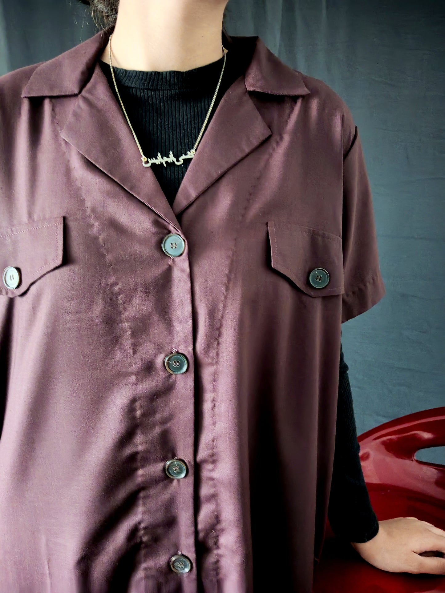 Maroon Two-Piece Duster Suit Set