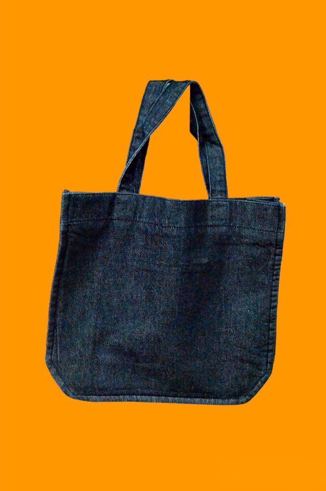 Plain Black Denim Tote Bag