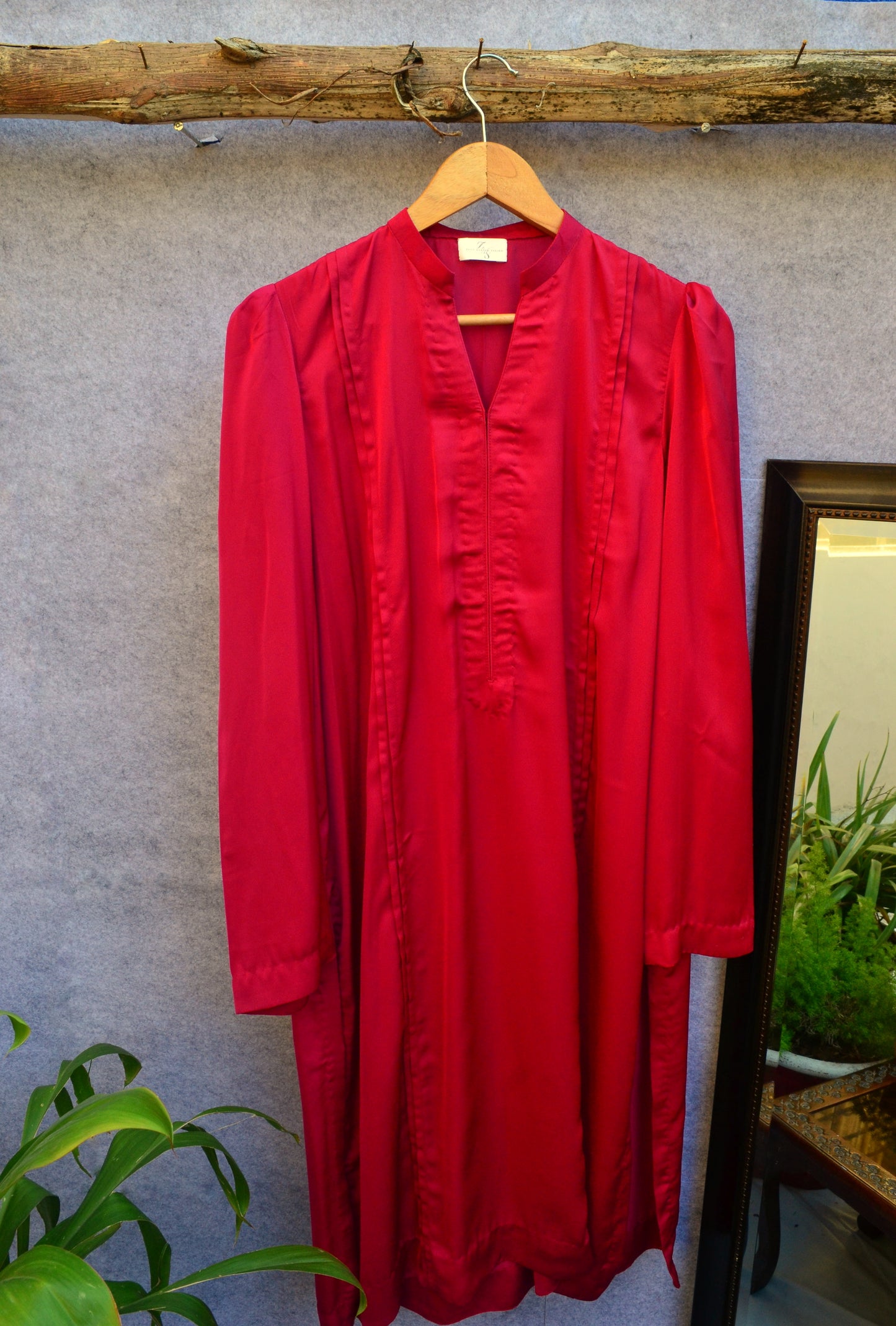 Puff Sleeve Shocking Pink Silk Kurta