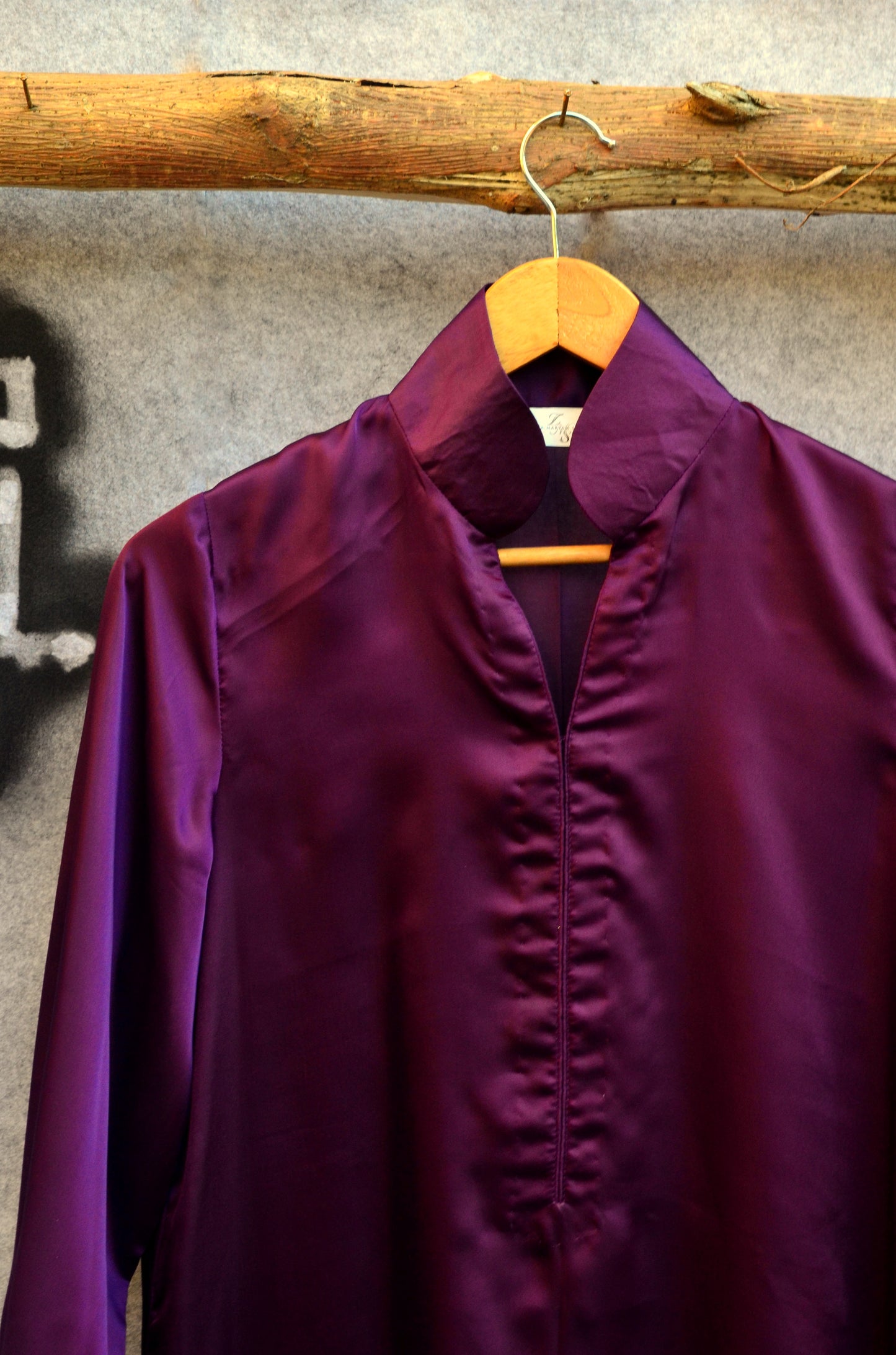 Gathered Sleeve Royal Purple Silk Kurta