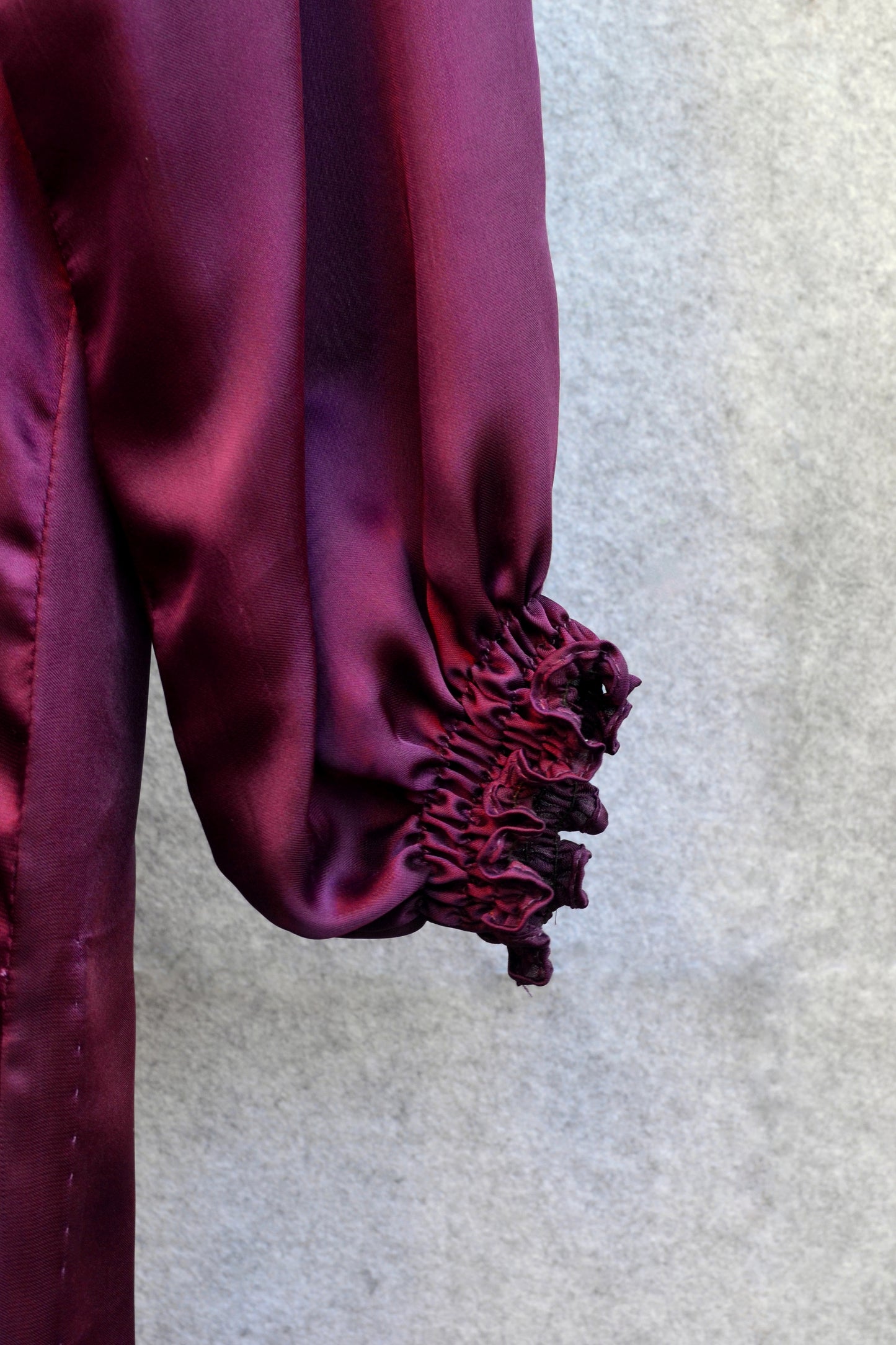 Gathered Sleeve Royal Purple Silk Kurta