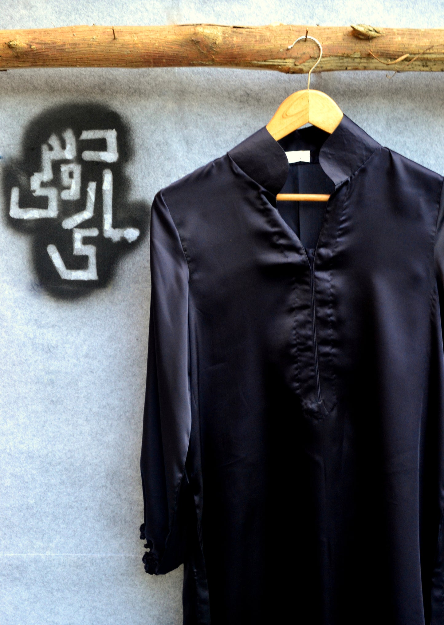 Gathered Sleeve Midnight Blue Silk Kurta