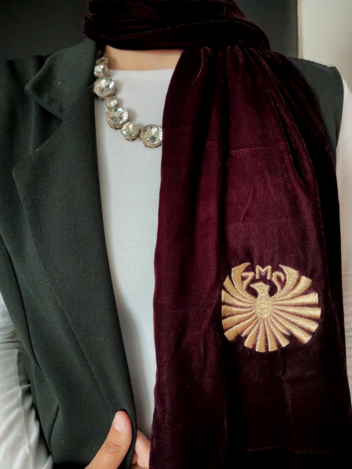 Blood Maroon Luxury Signature ZMS Scarf