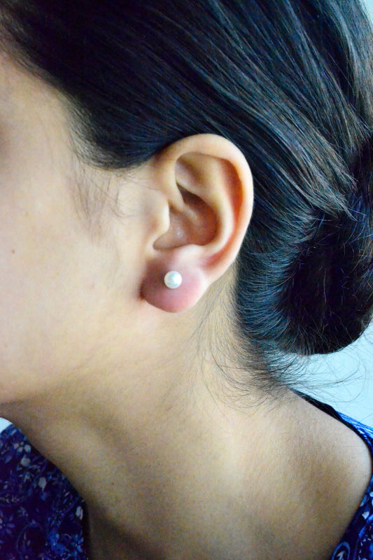 Silver Pearl Studs