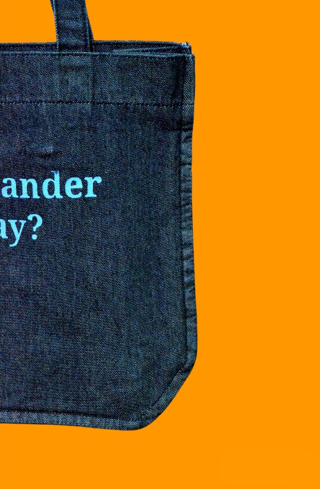 "Bag Kay Ander Kya hay? " Black Denim Tote Bag