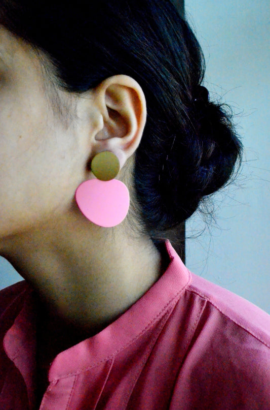 Pink and Brown Matt Earrings