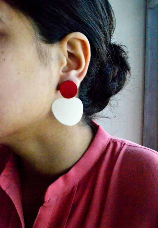 Red and White Matt Earrings