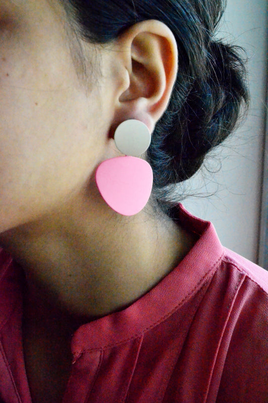 Pink and White Matt Earrings