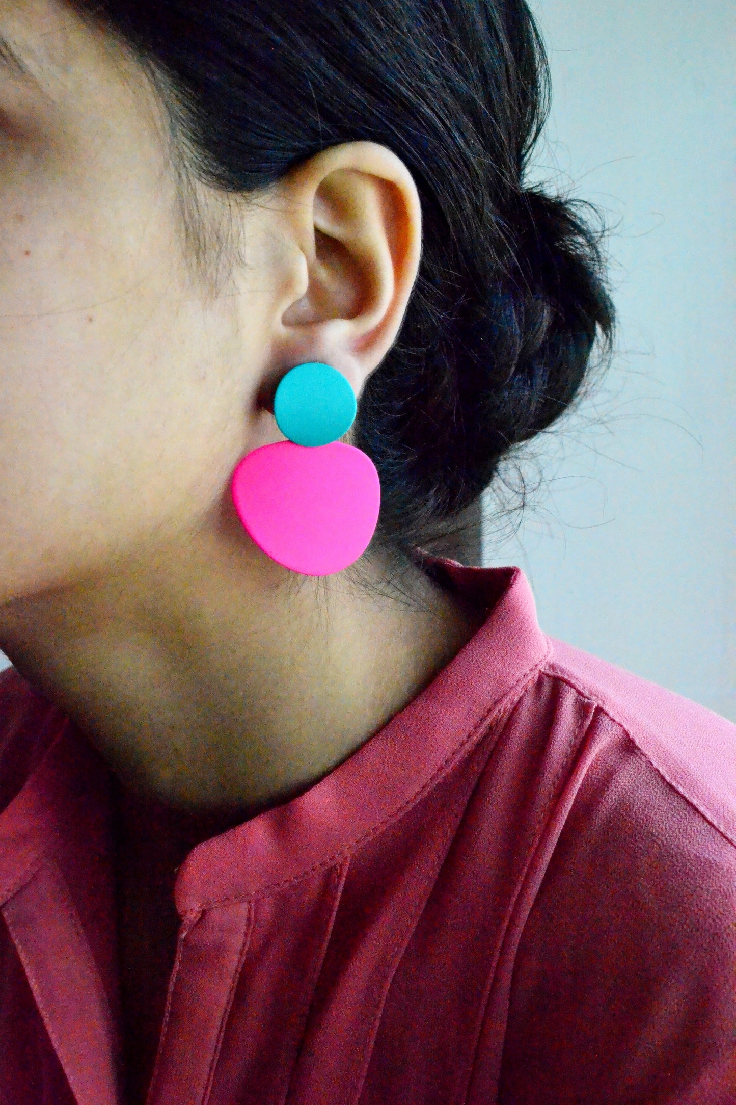 Pink and Aqua Matt Earrings