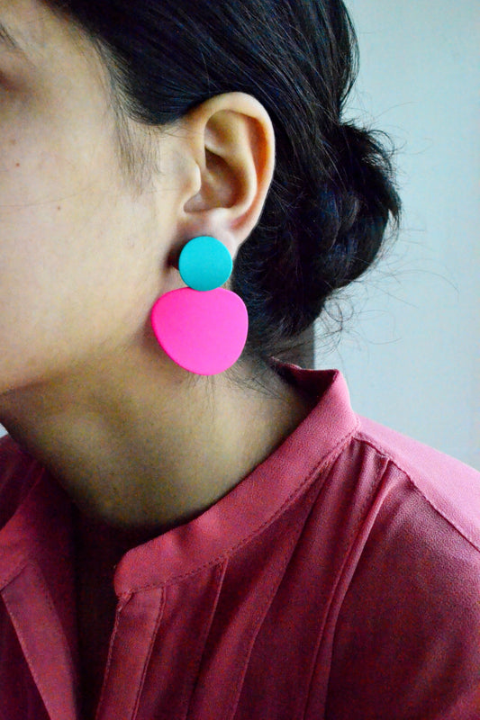 Pink and Aqua Matt Earrings