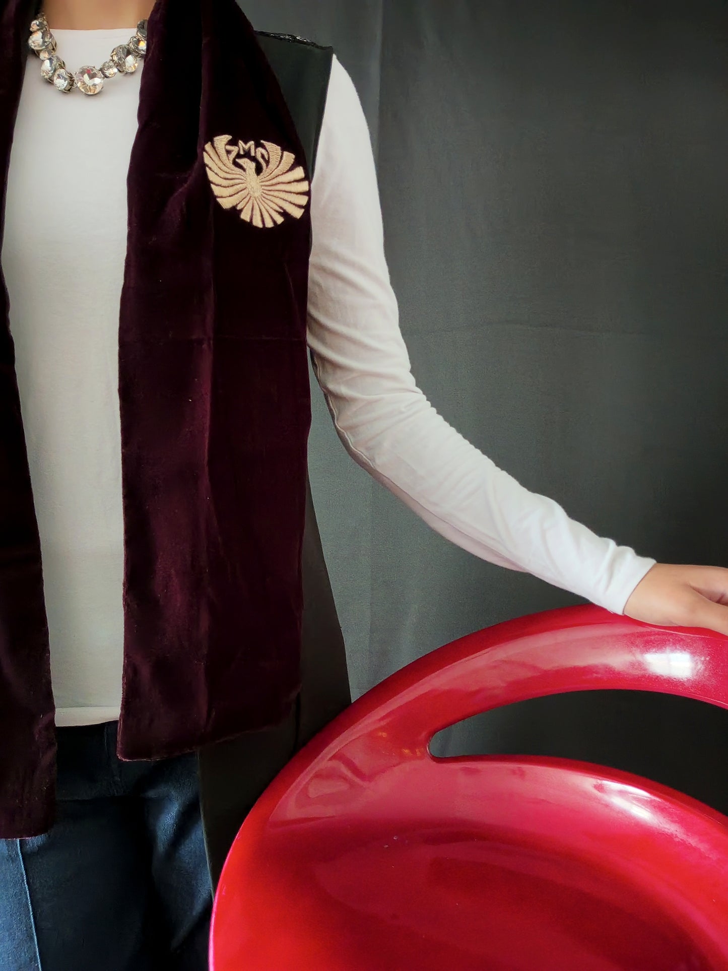 Blood Maroon Luxury Signature ZMS Scarf