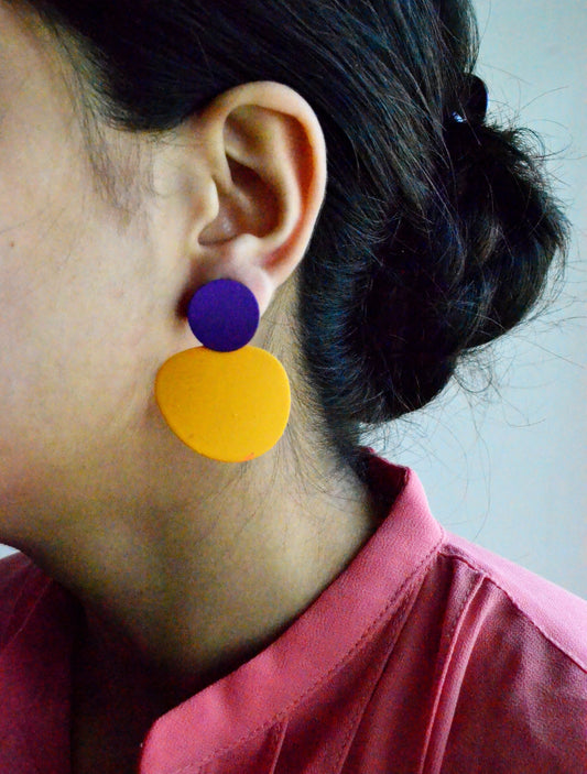Purple and Yellow Matt Earrings