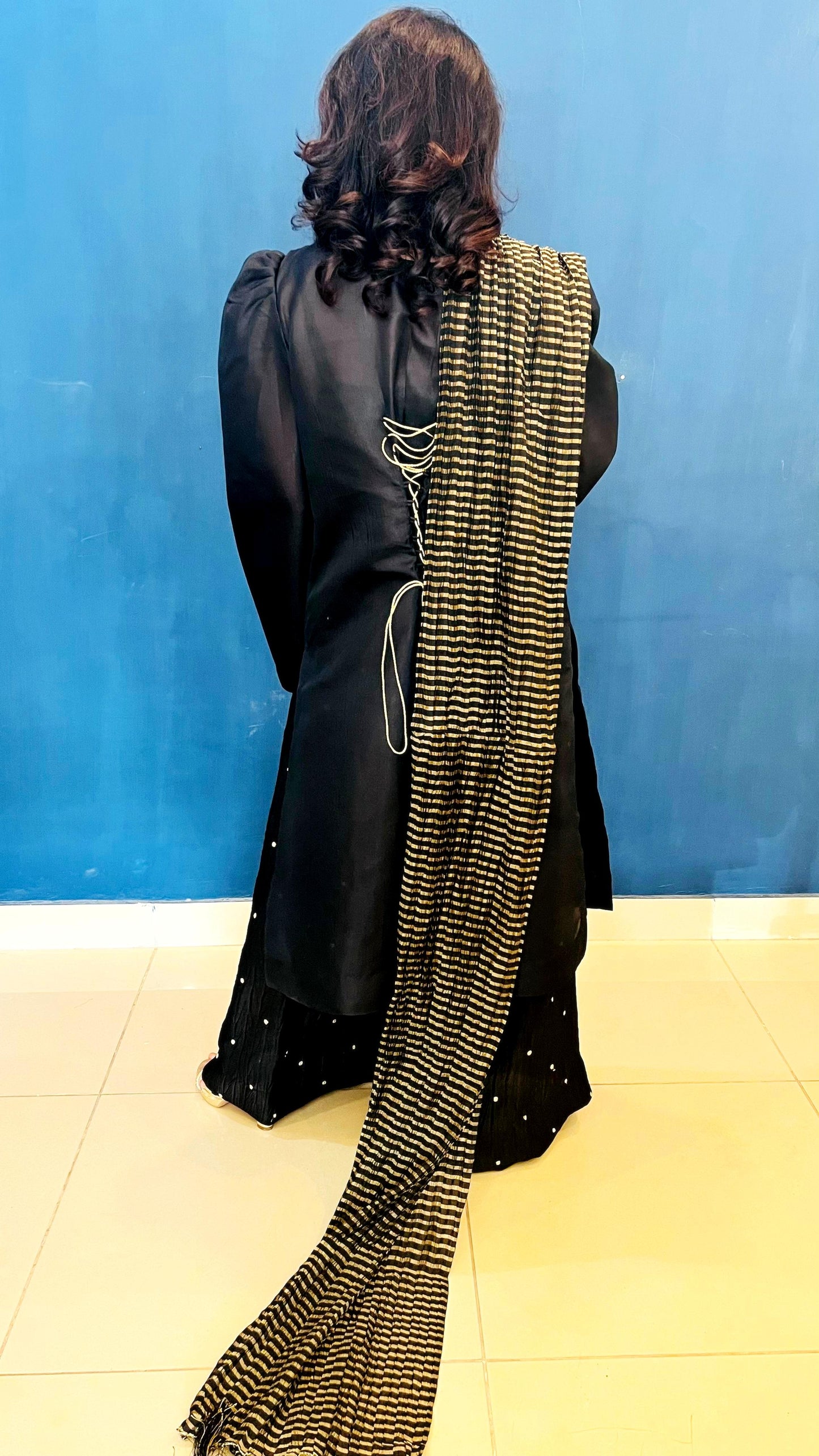 Black And Gold Crush Formal Dupatta