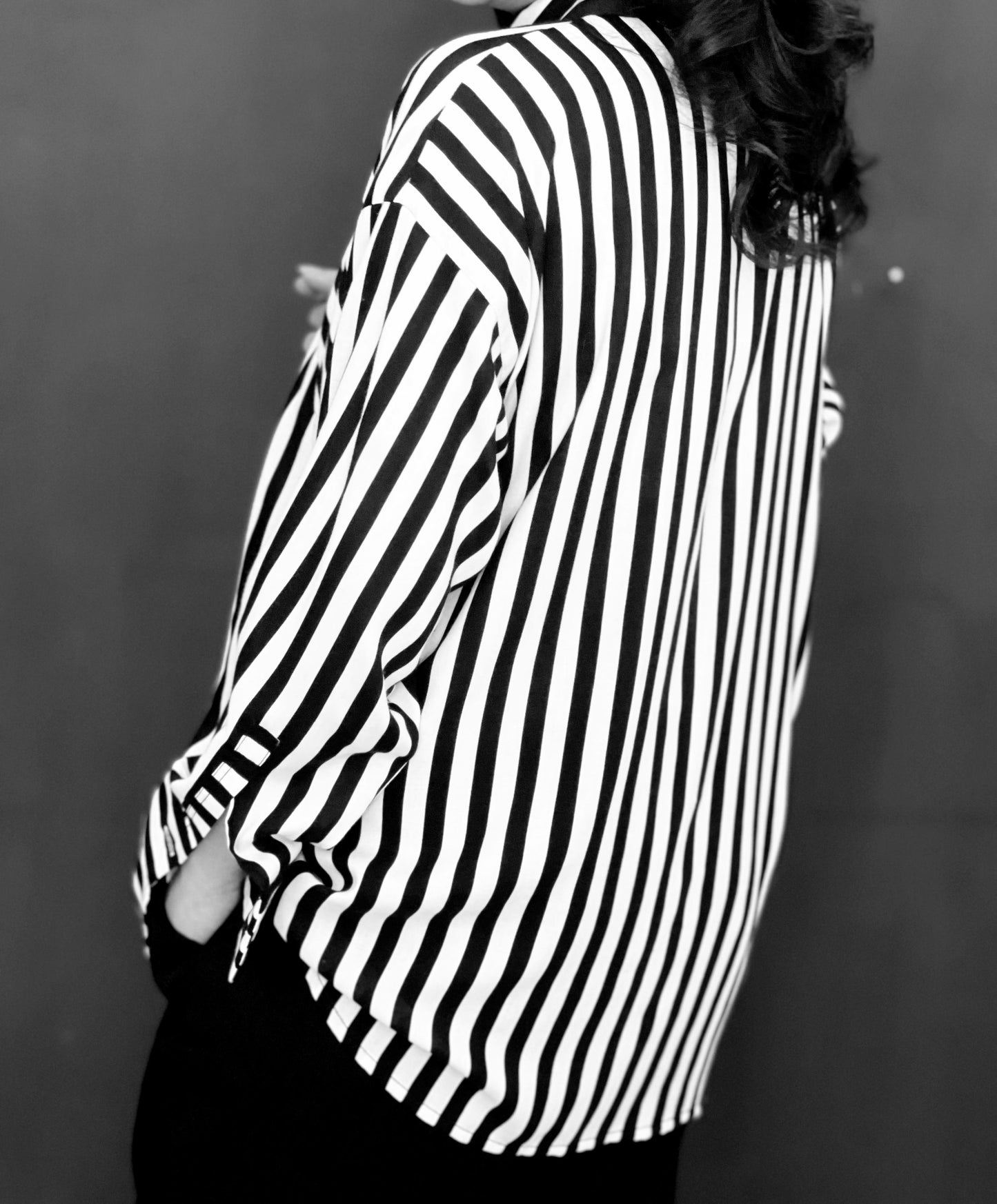 Black and White Striped Dress Shirt