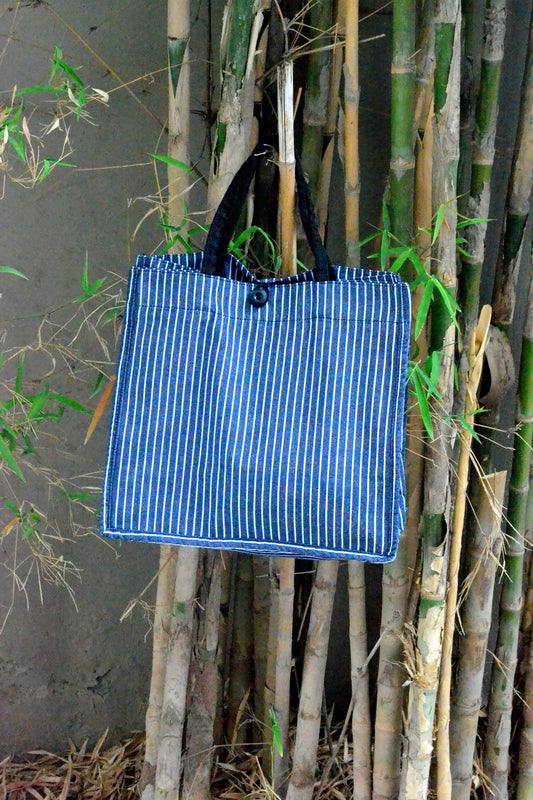 Striped Denim Luxury Fashion Travel Bag