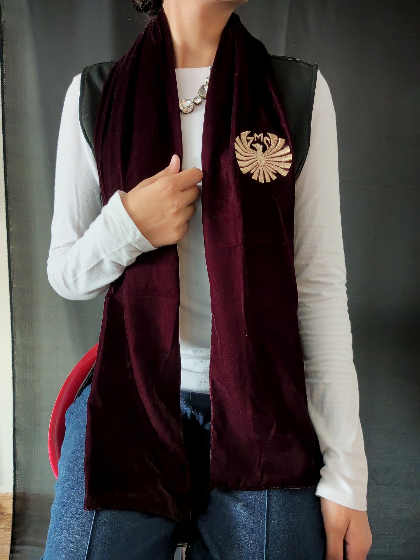 Blood Maroon Luxury Signature ZMS Scarf