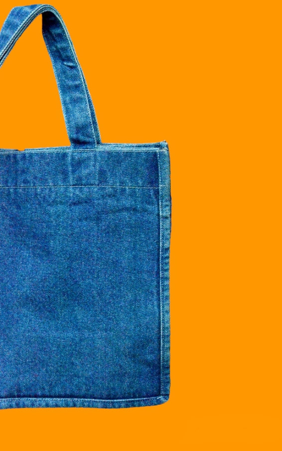 Light Blue Plain Denim Tote Bag