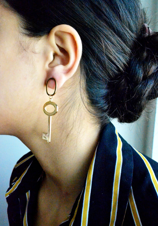 Gold Key Earrings