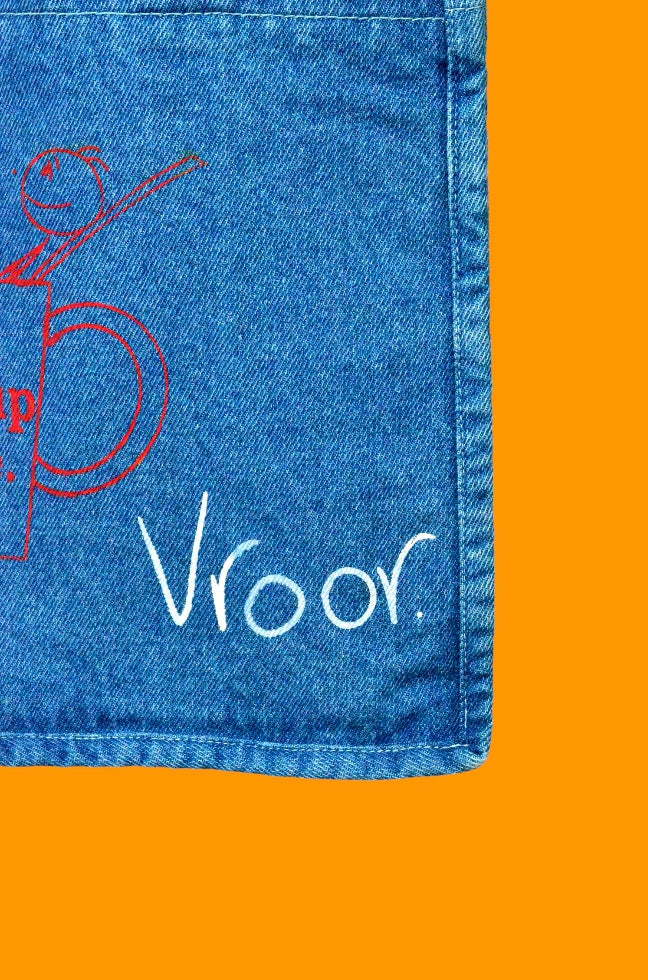 "Bas Aik Cup Chaye Vroor" Blue Denim Tote Bag