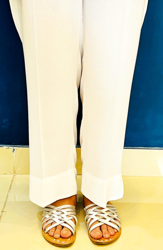 White Trousers with a Slit