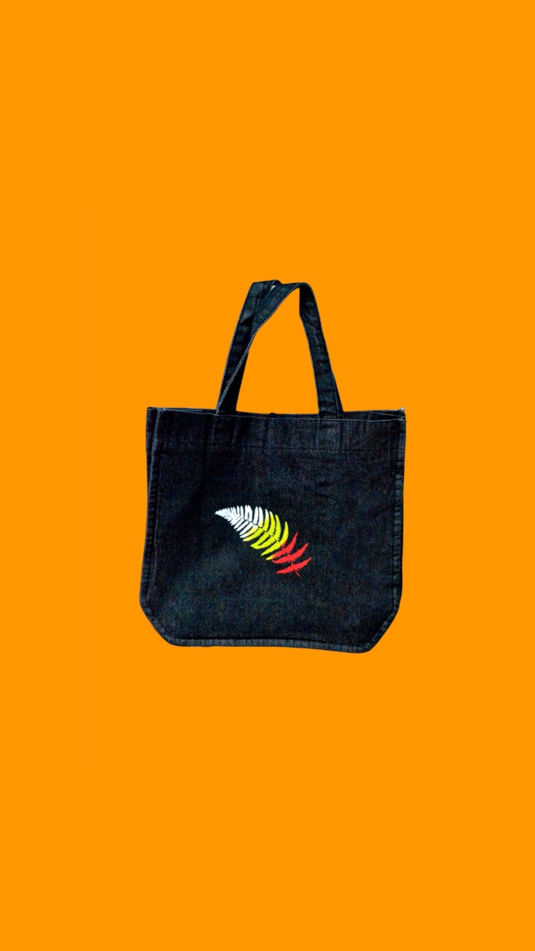 "One Autumn Leaf Black Denim Tote Bag