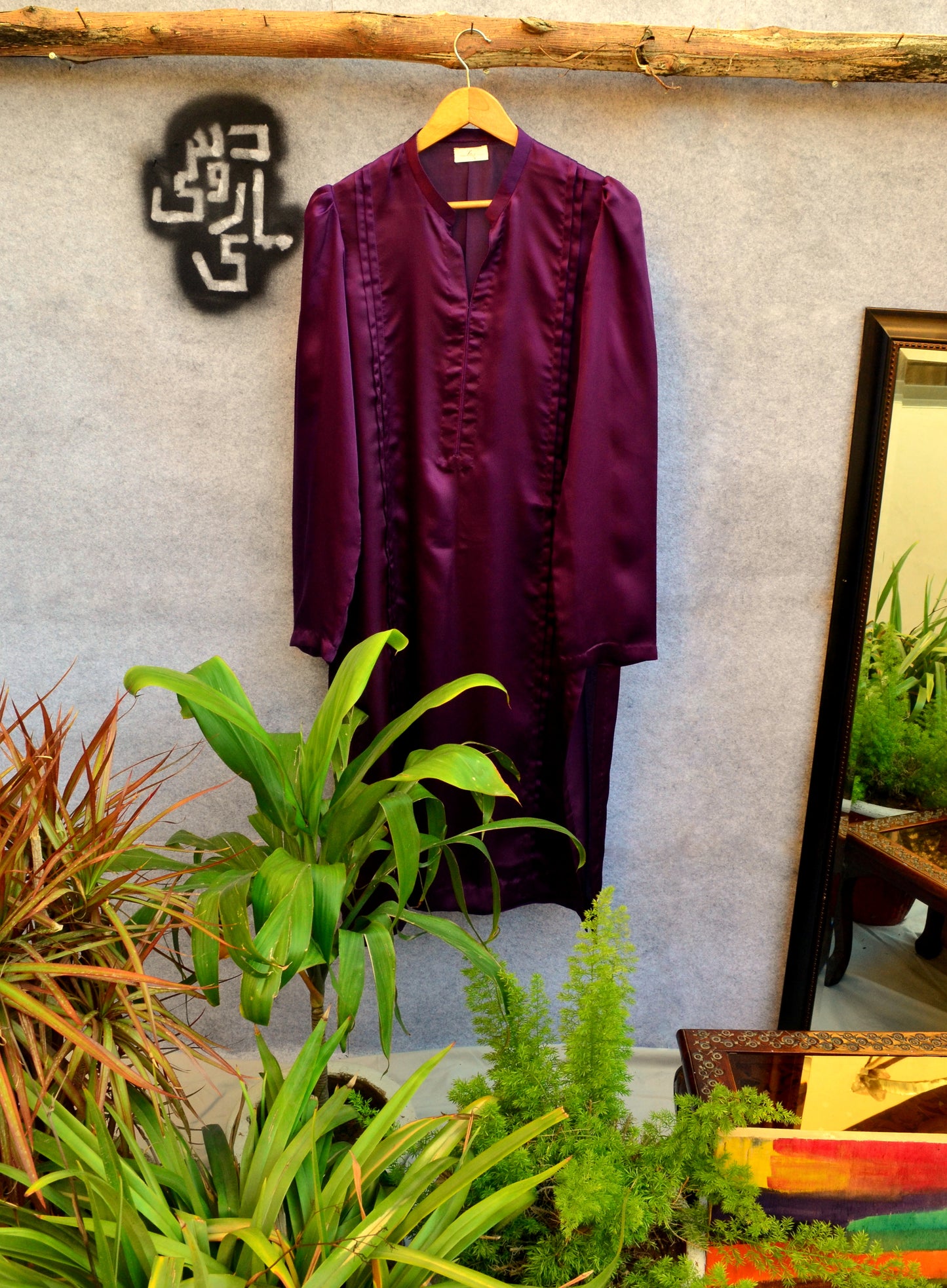 Puff Sleeve Royal Purple Silk Kurta