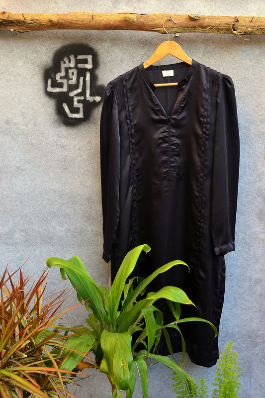 Puff Sleeve Midnight Blue Silk Kurta